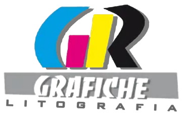 Logo per Grafiche Litografia: grafica blu, rosa, gialla e nera con testo