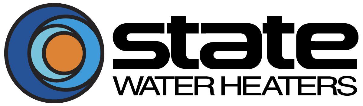 A logo for state water heaters is shown on a white background.