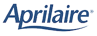 The aprilaire logo is blue and white on a white background.