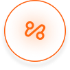 Orange and white circular logo with abstract intertwined lines.