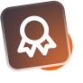 White award icon on a brown and orange square.