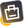 Shopping bag icon in white on a black and yellow gradient square.