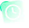 Clock icon in a light green rounded shape.
