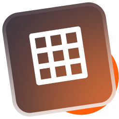 Brown square with white warning triangle and exclamation point.