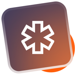 Brown square with white warning triangle and exclamation point.