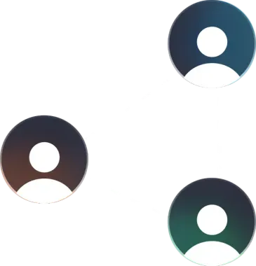 Three avatar icons, each a different color gradient (brown, blue, and green).