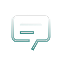 Speech bubble with two horizontal lines.