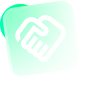 Handshake icon, green gradient, suggesting partnership or agreement.