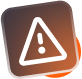 Warning icon: White triangle with exclamation point on a brown, rounded square.
