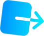 Blue square with an arrow exiting to the right.