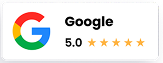 A google logo with five stars on it on a white background.