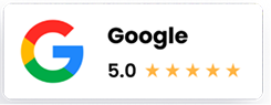 A google logo with five stars on it on a white background.