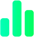 Bar graph with three columns, left to right: short, tall, medium, all shades of green.