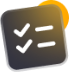 Person icon with a checkmark inside a green square.