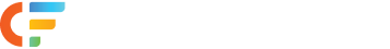 Orange and teal stylized “F” logo on a white background