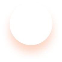 White circle with a blurred orange glow beneath it.