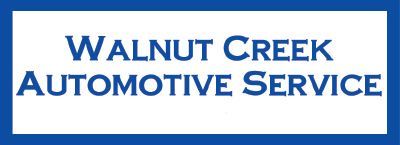 Walnut Creek Automotive Service logo in white text on a blue background.