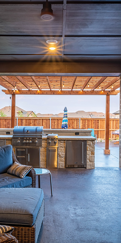 Backyard BBQ and kitchen