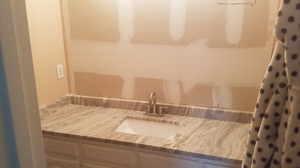 Bathroom wall mid-renovation