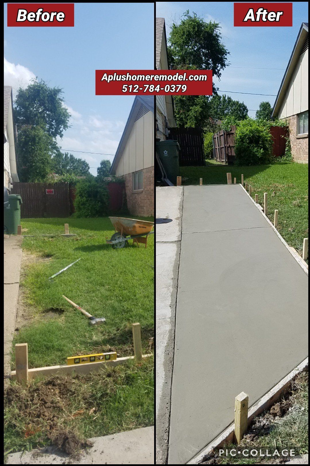 before/after concrete patio area