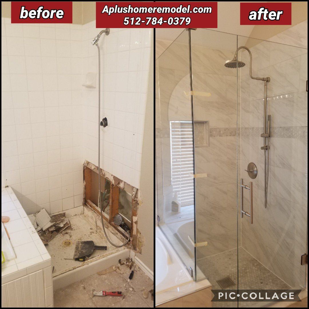 Before/after glass shower