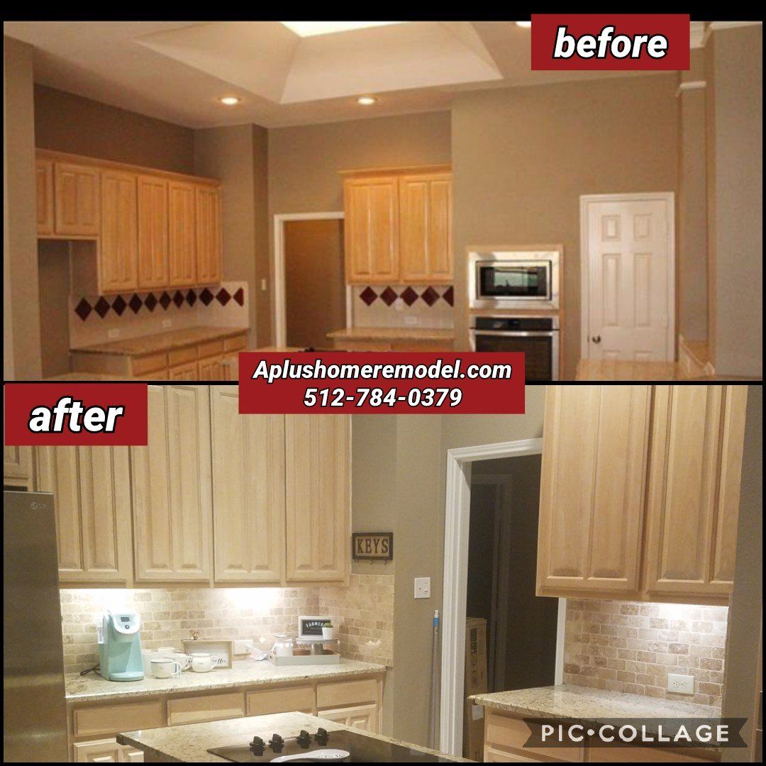 before/after kitchen and lighting