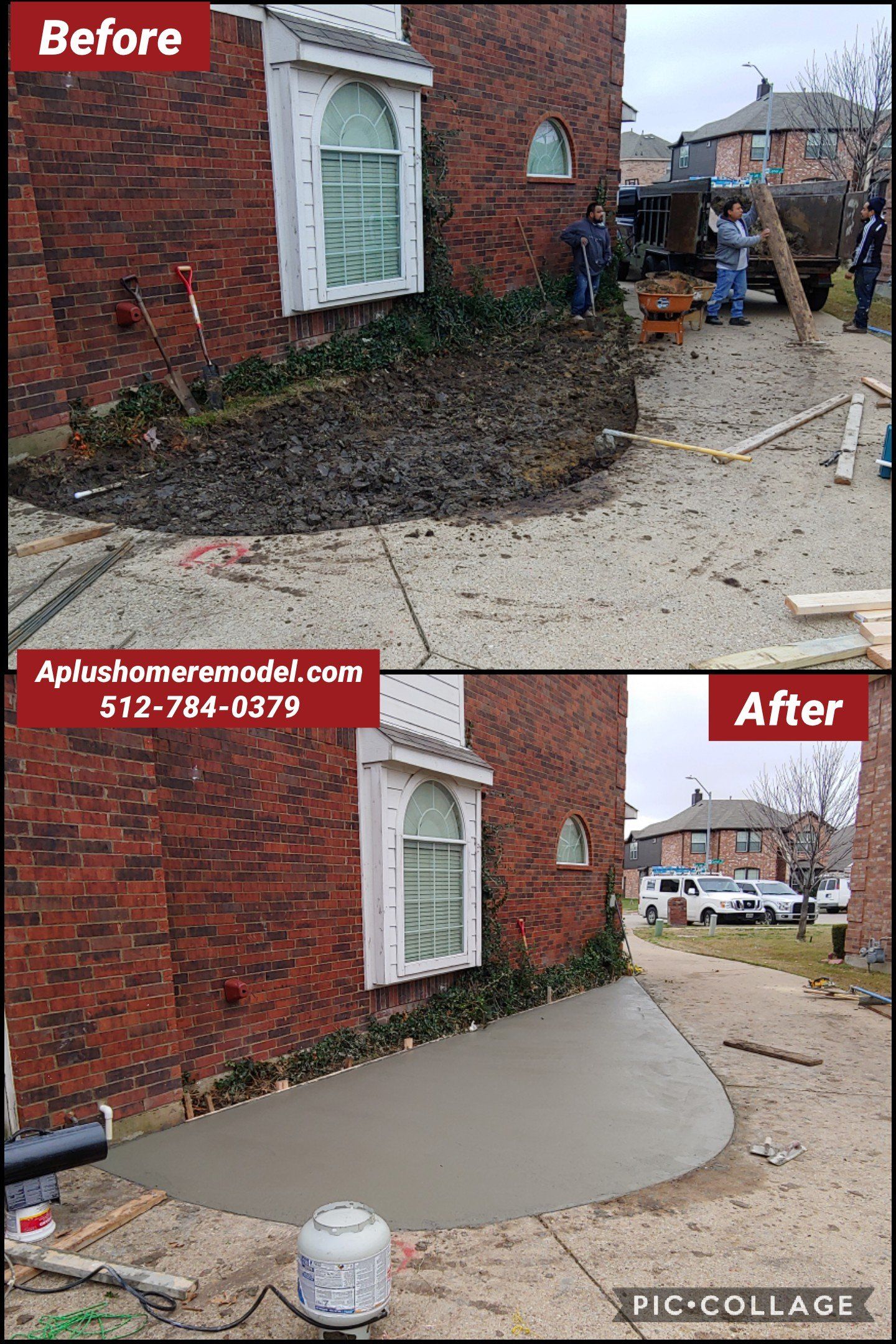 before/after concrete fill