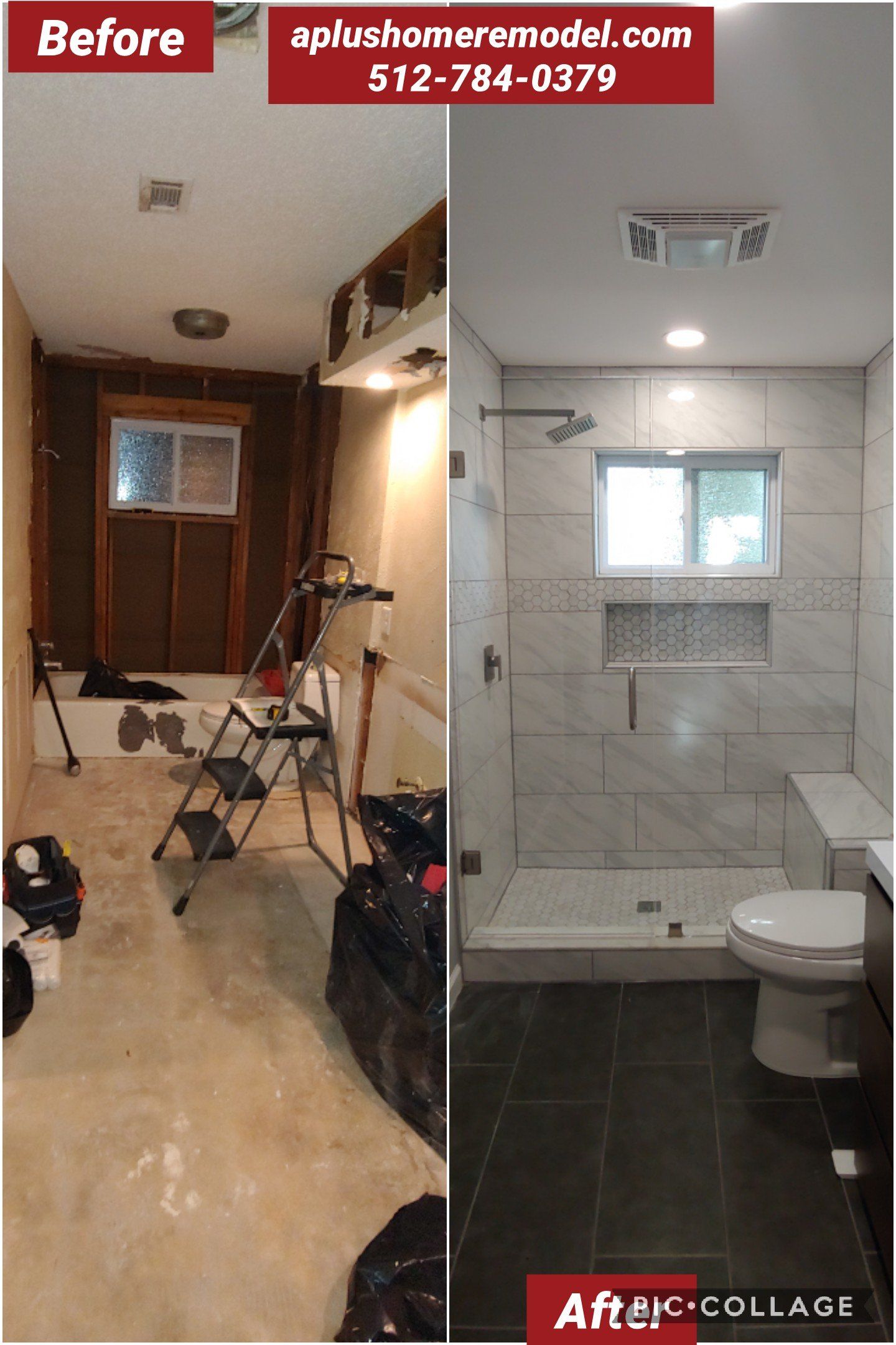 before/after grey bathroom
