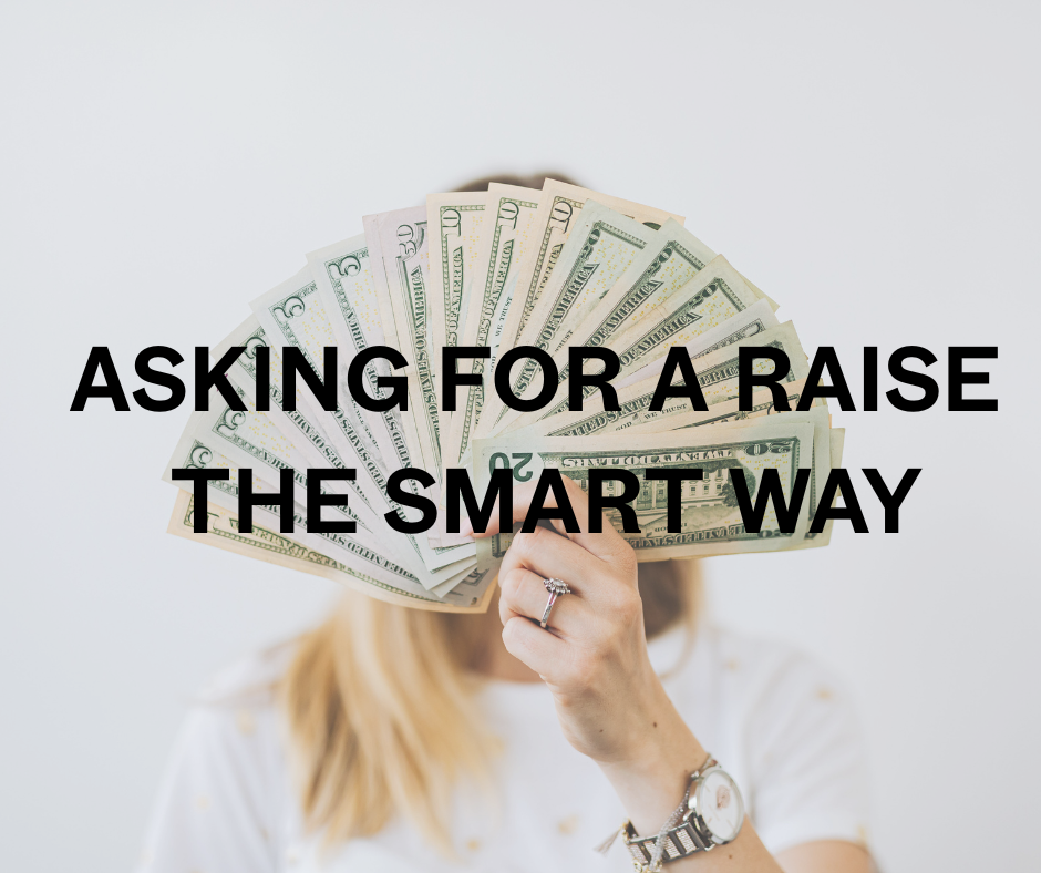 A woman preparing for a raise discussion with notes and career planning materials.