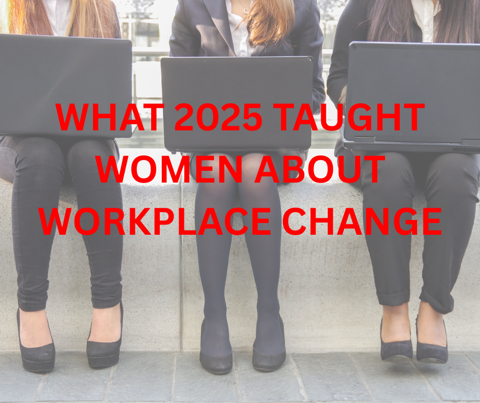 Three women with laptops sitting together with text