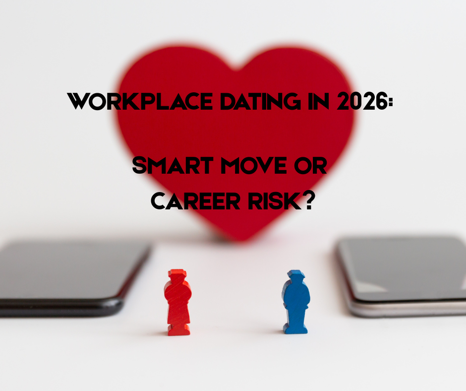 Picture illustrating dating at work reading 