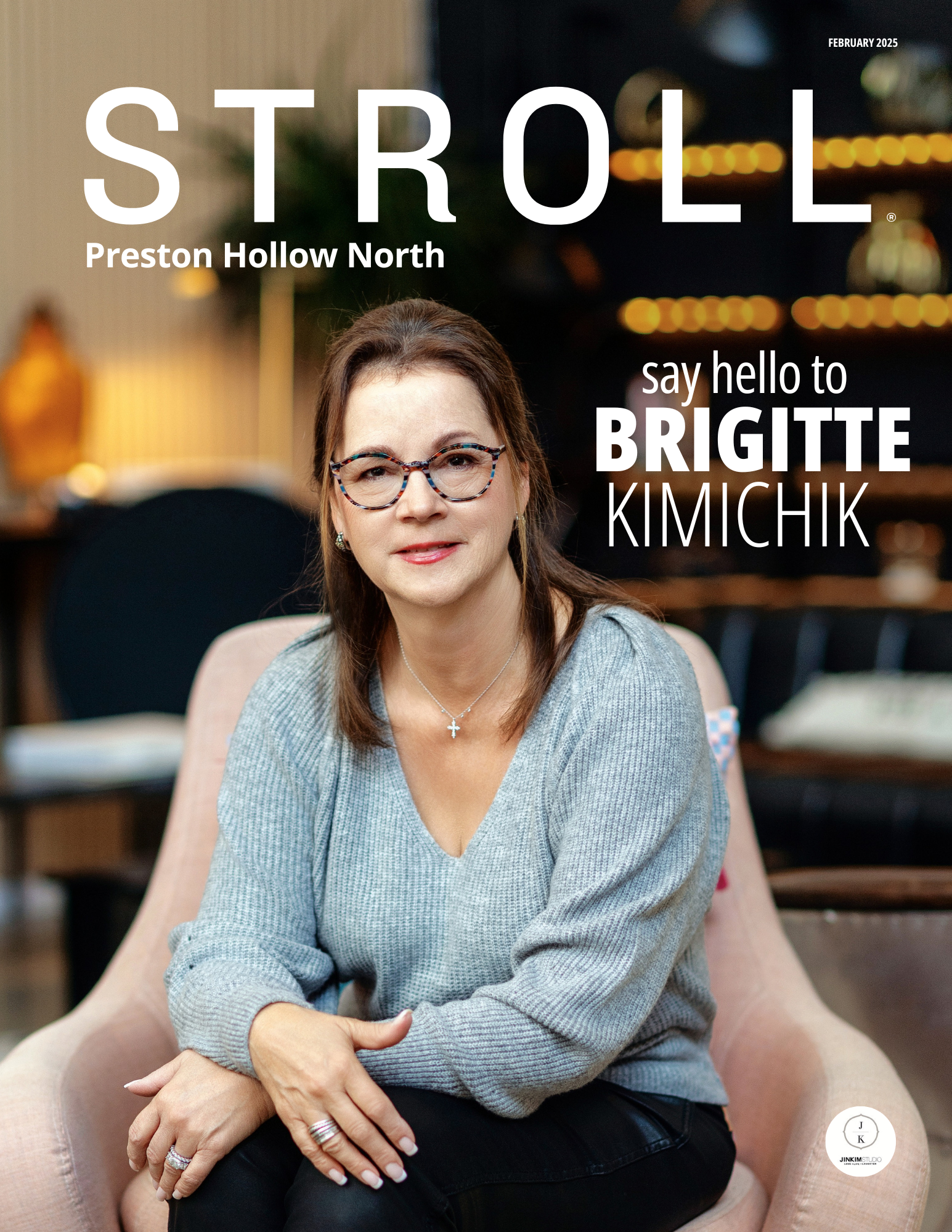 A woman is sitting in a chair on the cover of a magazine.