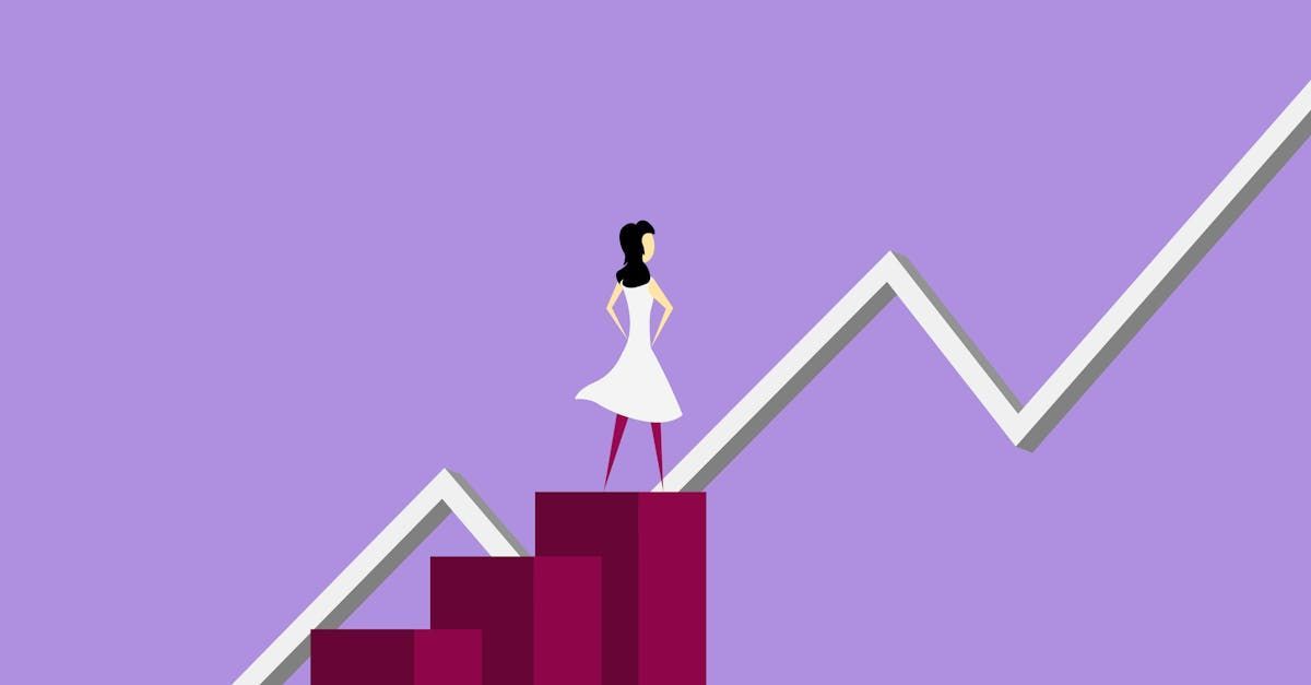 A woman is standing on top of a staircase next to a graph.