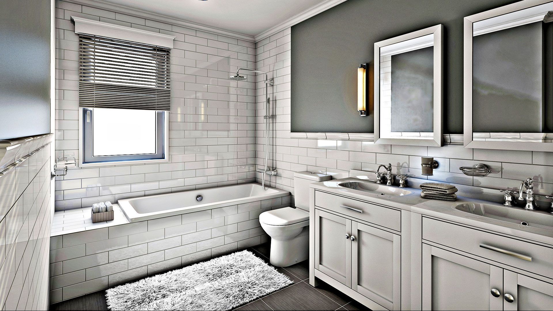 A bathroom with a walk in shower and a bathtub