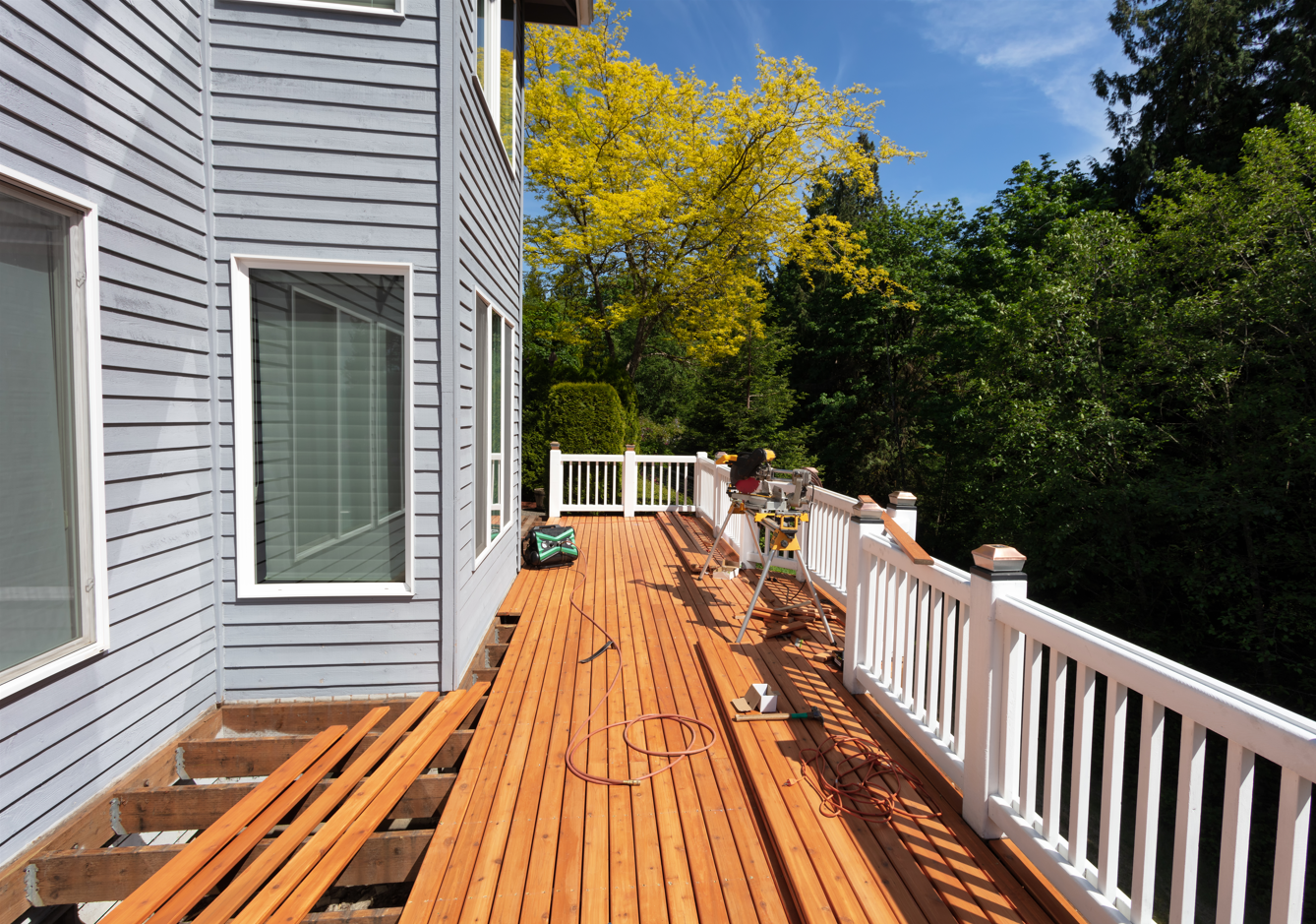 A man repair a deck