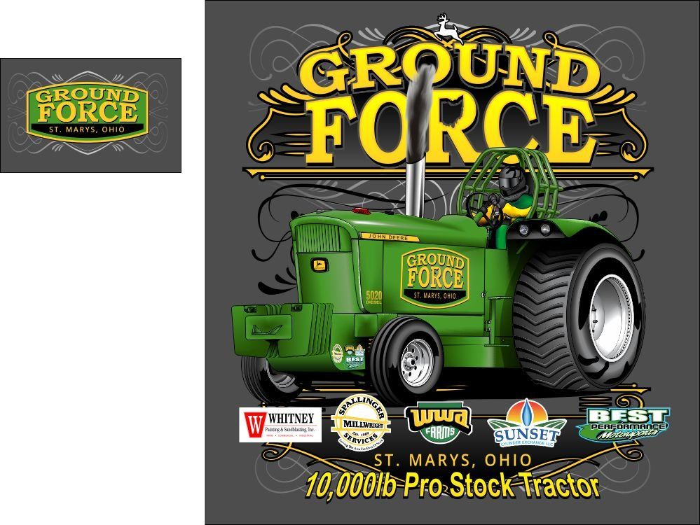 Green tractor with 