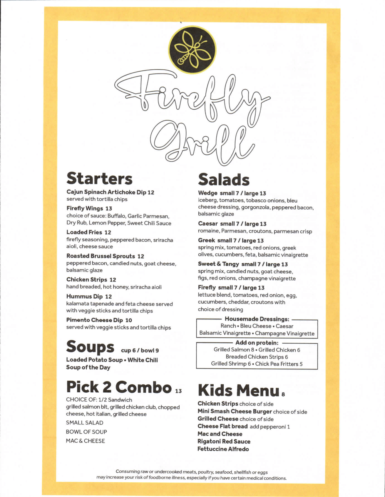 Menu | Firefly Grill | Chesterfield, MO