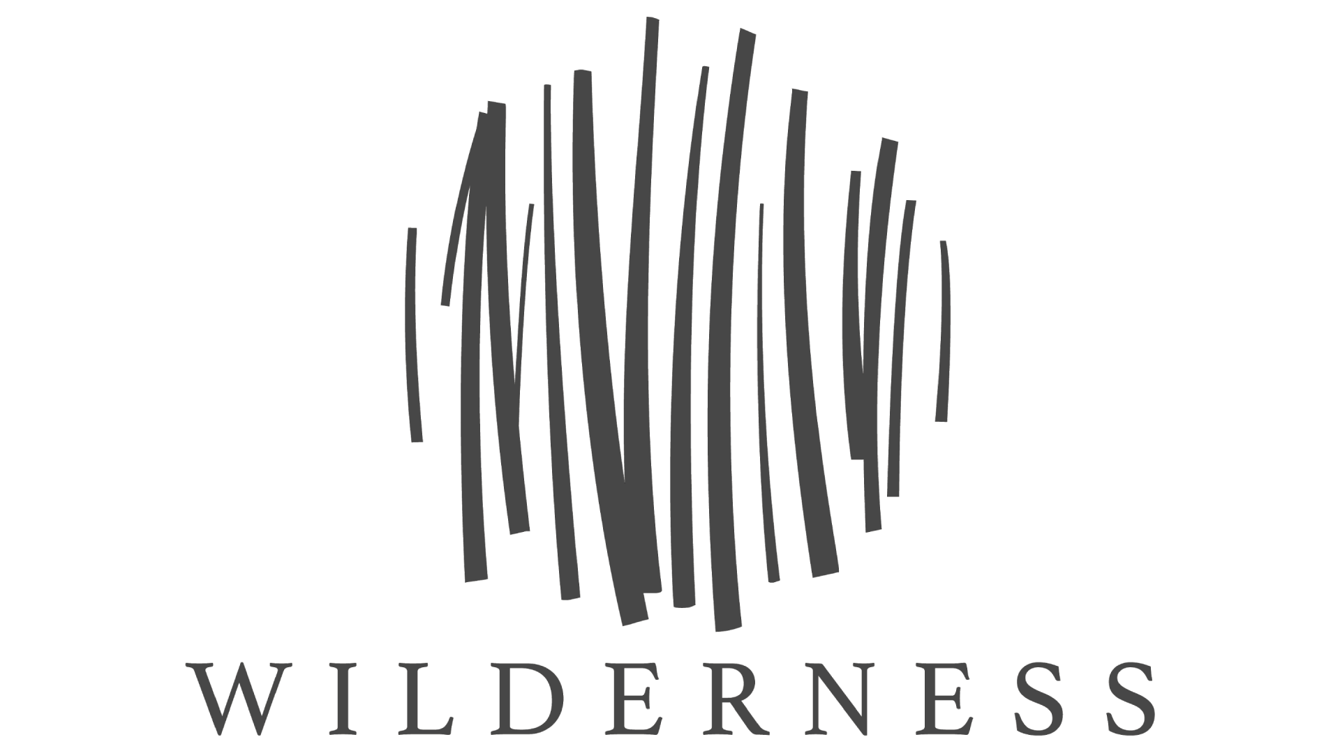 The wilderness logo is a black and white image of a tree.