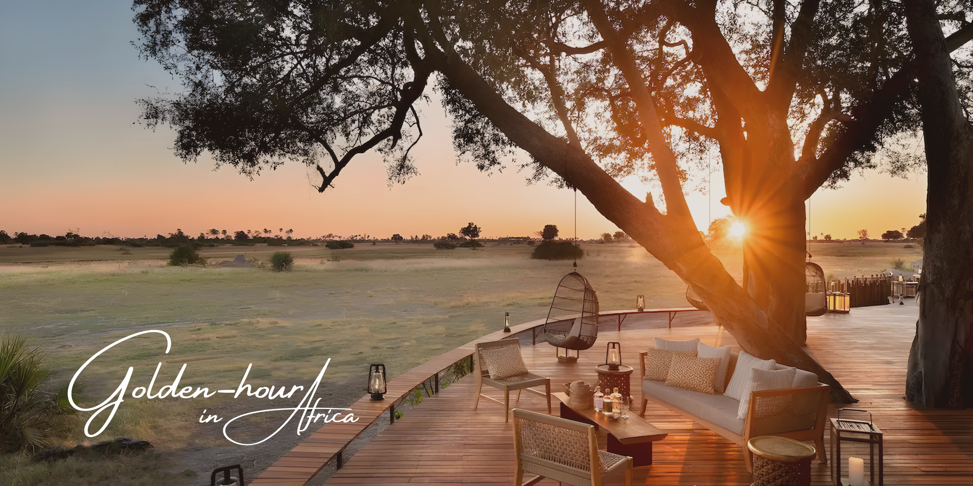 luxury African safari experience at sunset
