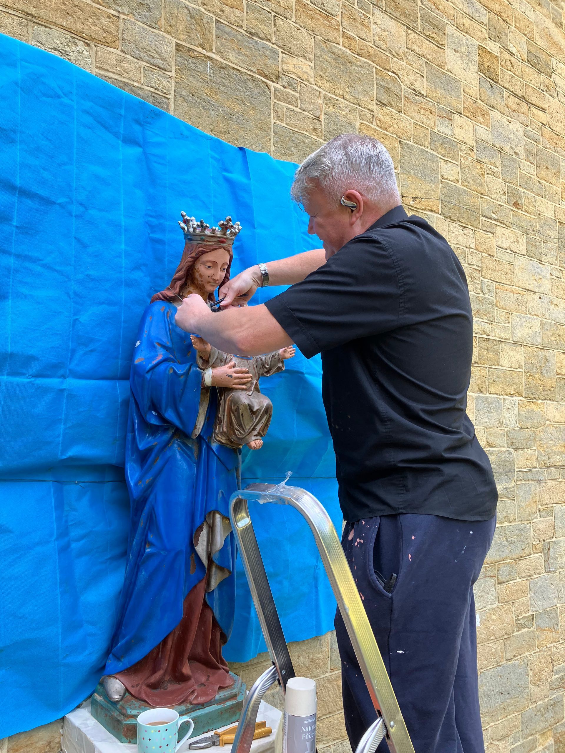 Our Lady and Child statue lovingly restored