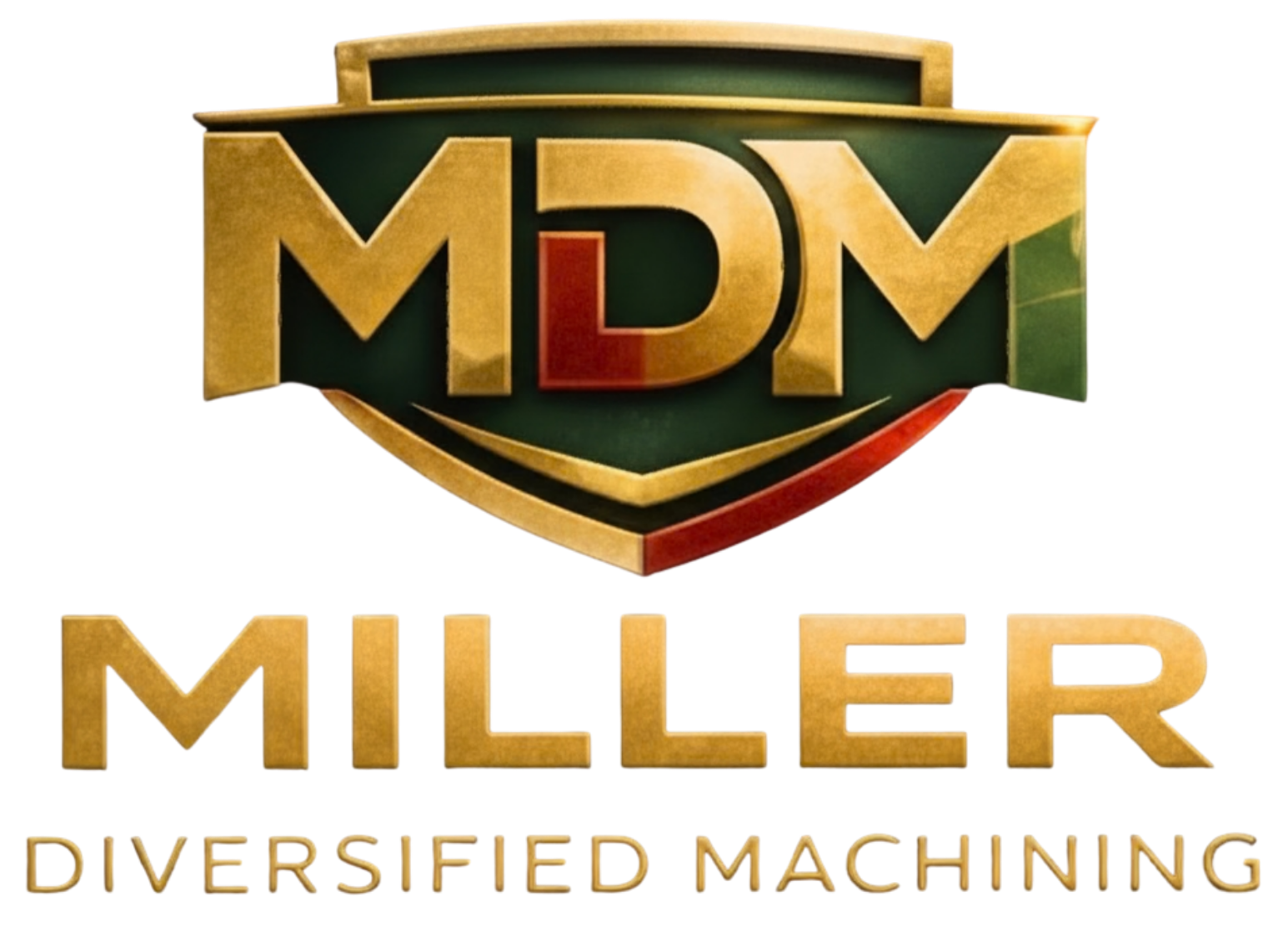 Logo for Miller Diversified Machining Inc., featuring the letters MDM in black and green, with the company name below.
