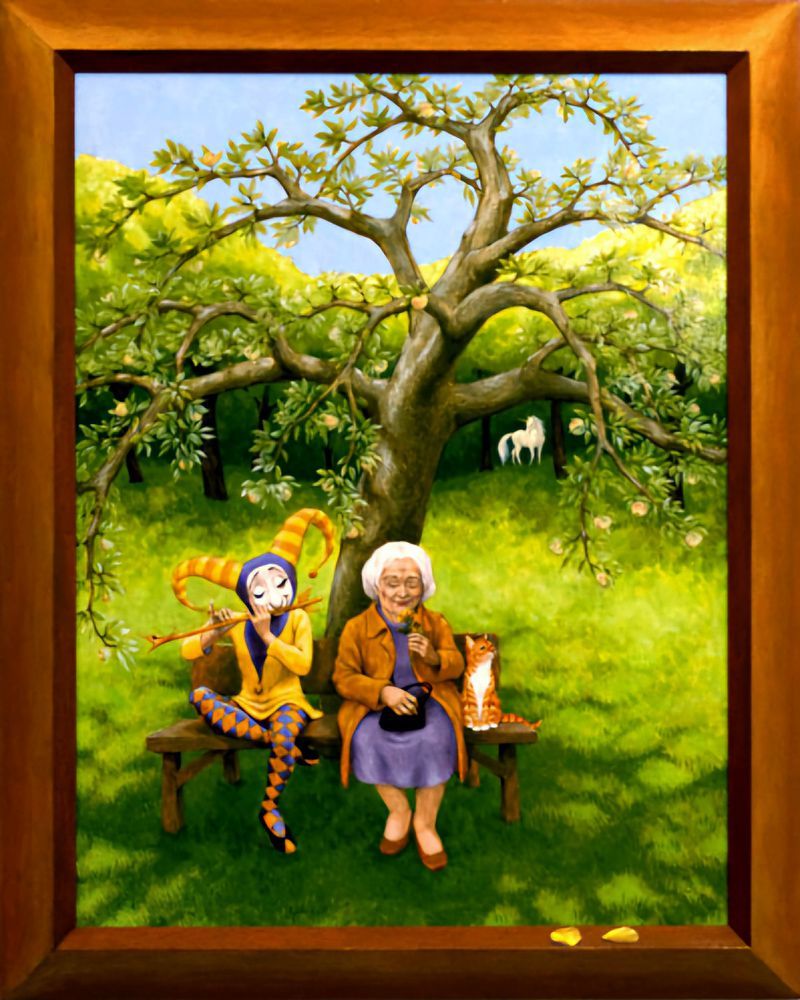 Onder de Appelboom, een schilderij van Maria Huijben