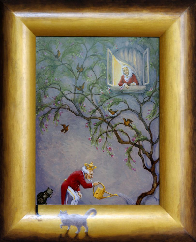 Watergeven, een schilderij van Maria Huijben