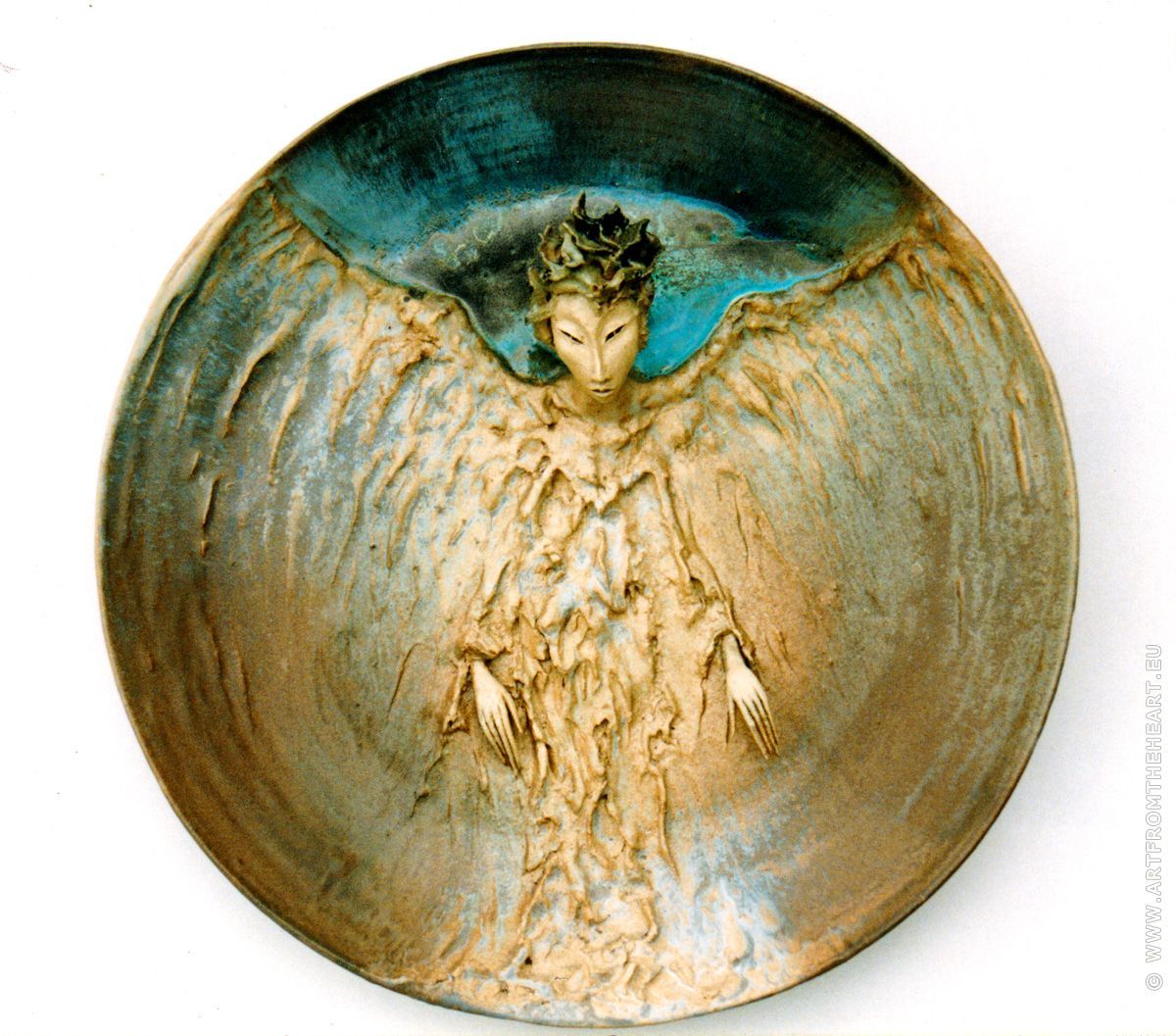 Aard-engel, keramiek wandbord