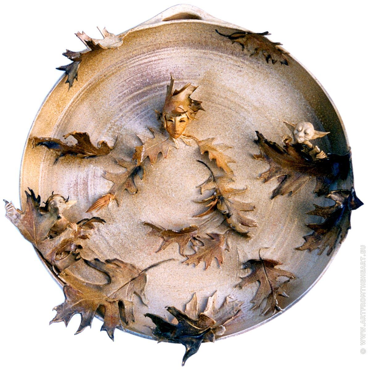 Bladerdans, keramiek wandbord