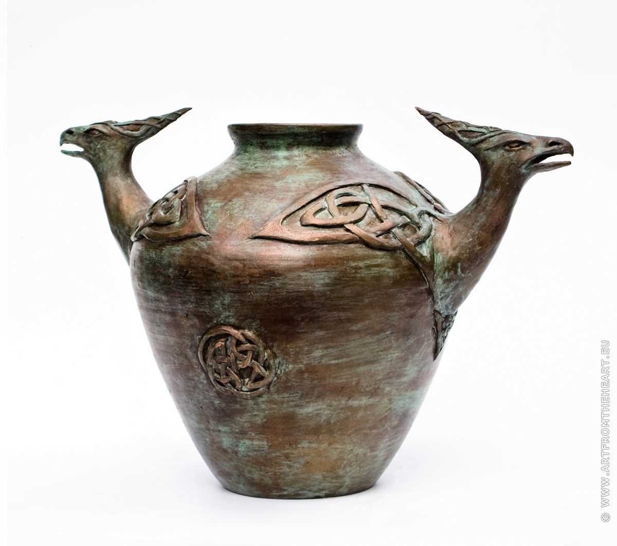 Bronzen draken-urn