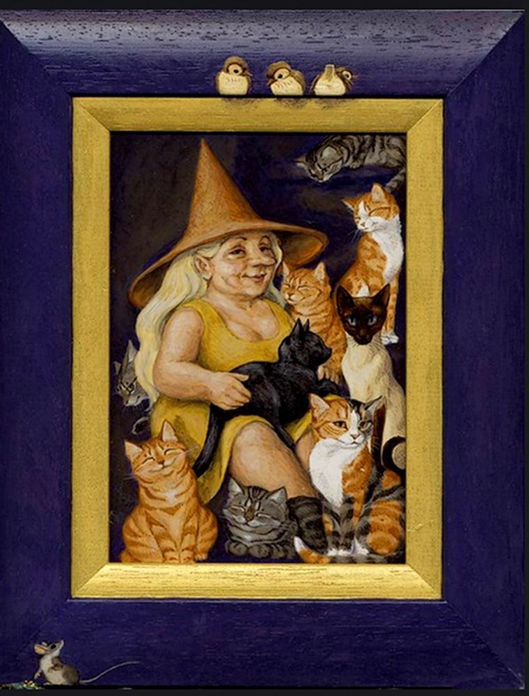 De Kattenhoedster, een schilderij van Maria Huijben