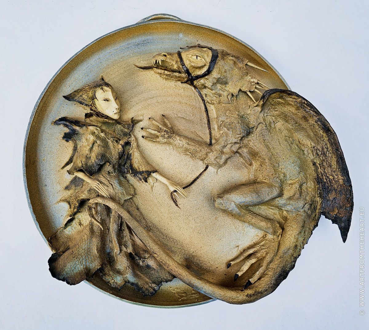 Drakentemster, keramiek wandbord