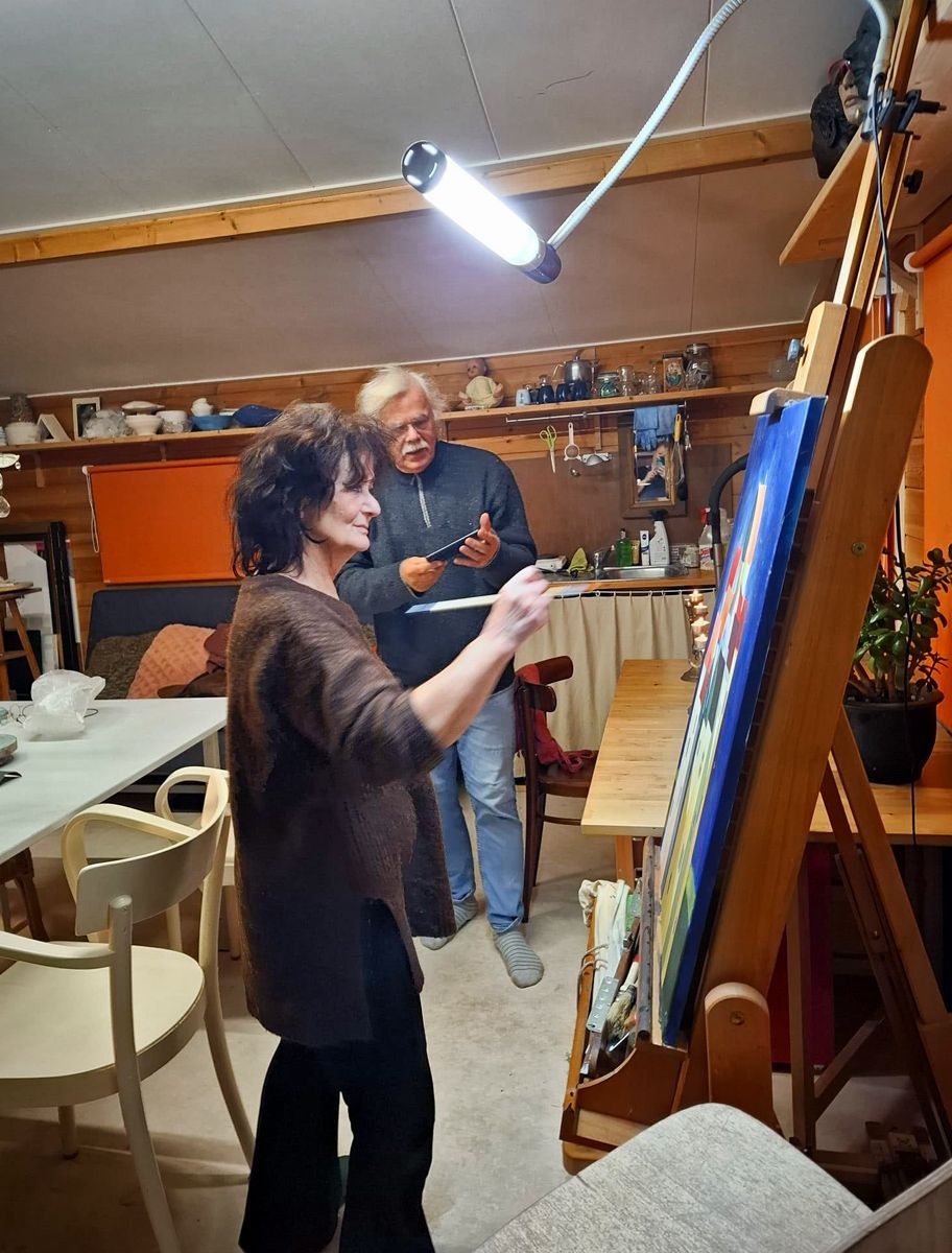 Joke en Paul in het atelier