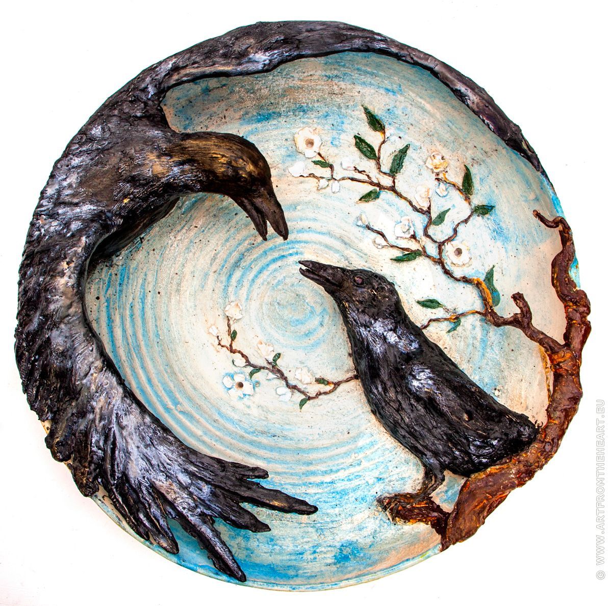 Raven, keramiek wandbord